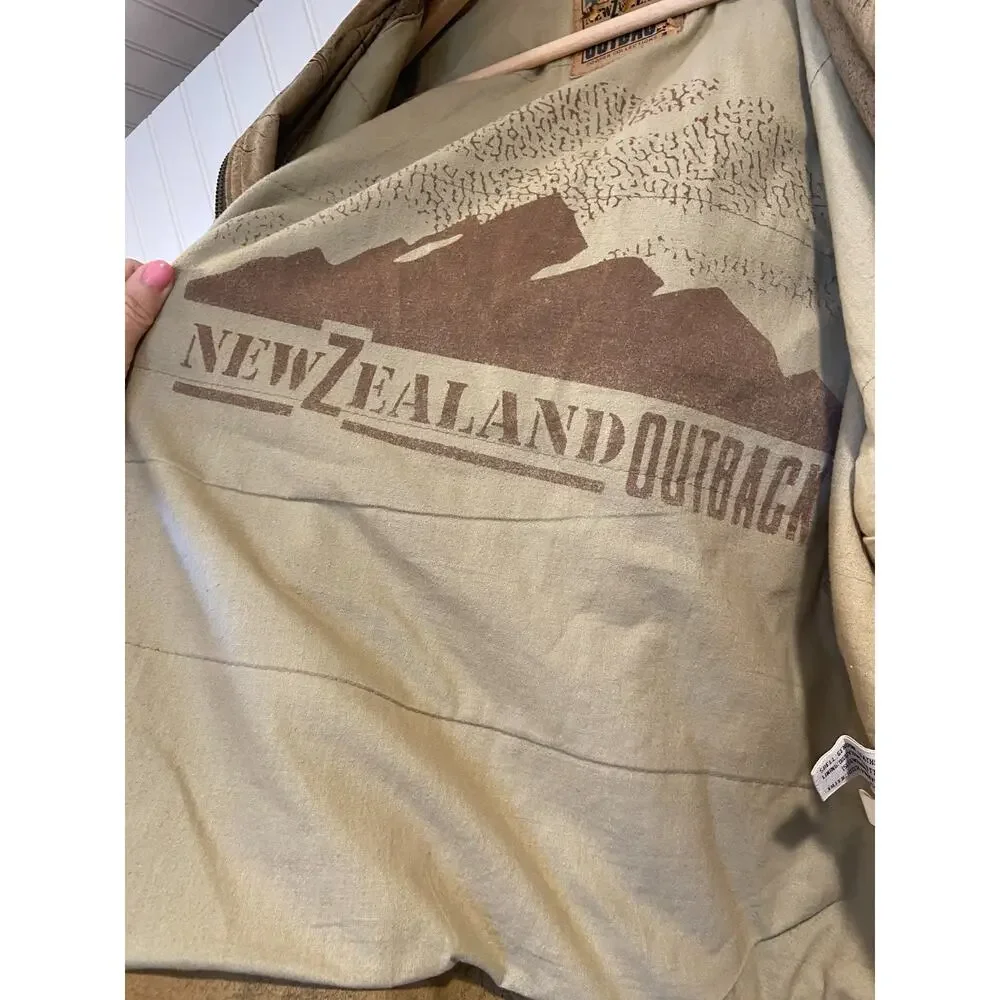 NZO New Zealand Outback Leather Bomber Jacket Men's 42 tan 100%, Vintage